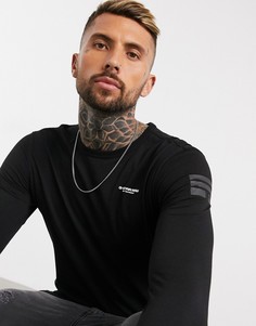 Черный лонгслив с логотипом G-Star