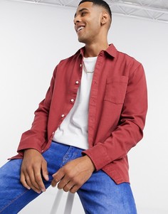 Бордовая саржевая рубашка Topman-Красный