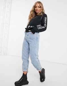 Свитшот с круглым вырезом и логотипом Calvin Klein Jeans-Белый
