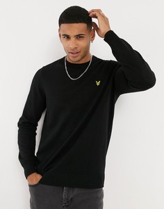 Черный джемпер из мериносовой шерсти с круглым вырезом Lyle & Scott