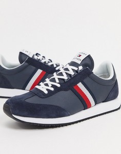 Темно-синие кожаные кроссовки с логотипом Tommy Hilfiger-Темно-синий
