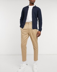 Светло-бежевые суженные книзу строгие брюки ASOS DESIGN-Светло-бежевый