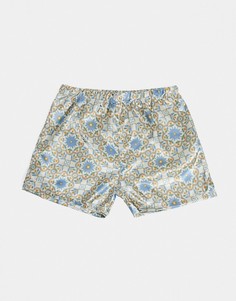 Тканые атласные шорты-боксеры с мозаичным принтом ASOS DESIGN-Бежевый