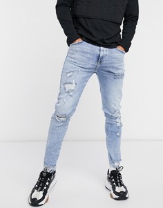 Синие джинсы скинни с рваной отделкой Bershka-Синий
