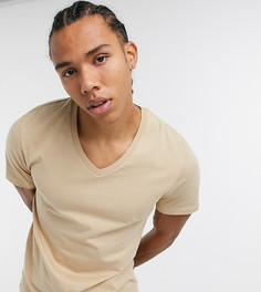 Бежевая футболка с v-образным вырезом ASOS DESIGN Tall-Бежевый