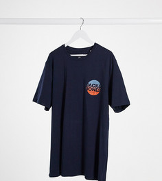 Темно-синяя футболка с логотипом Jack & Jones Originals Plus-Темно-синий