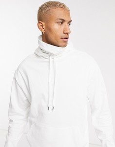 Худи с воротником-стойкой ASOS DESIGN-Белый