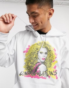 Худи белого цвета в стиле oversized с надписью "Ru Paul" ASOS DESIGN-Белый