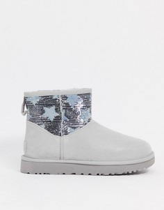 Серые ботинки со звездами и пайетками UGG-Серый