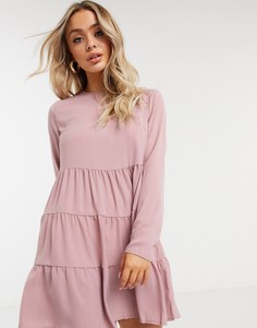 Розовое свободное платье с длинными рукавами Missguided-Розовый