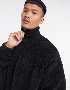 Черный плюшевый oversized-свитшот ASOS DESIGN