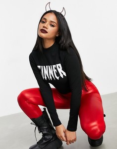 Футболка с принтом "Sinner" ASOS DESIGN Halloween-Черный