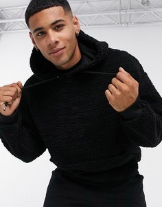 Oversized-худи из плюша черного цвета ASOS DESIGN-Черный