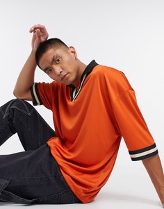 Блестящее oversized-поло в стиле ретро ASOS DESIGN-Оранжевый