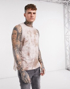 Майка для занятий йогой с принтом тай-дай ASOS 4505-Бежевый