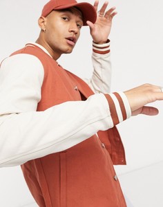 Университетская куртка из денима в рыжем цвете ASOS DESIGN-Красный