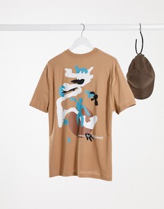 Бежевая свободная футболка с принтом колор блок ASOS DESIGN-Бежевый
