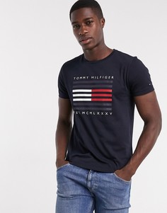 Темно-синяя футболка с логотипом Tommy Hilfiger-Темно-синий