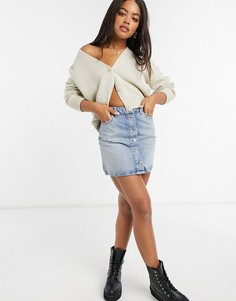 Синяя джинсовая юбка на пуговицах ASOS DESIGN-Синий