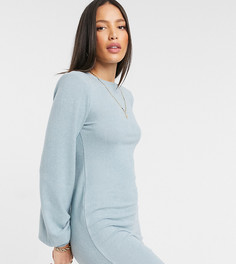 Платье мини с подплечниками ASOS DESIGN Tall-Синий