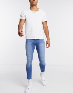 Синие джинсы до щиколотки с напылением ASOS DESIGN-Синий