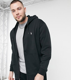 Худи черного цвета на молнии Polo Ralph Lauren Big & Tall-Черный