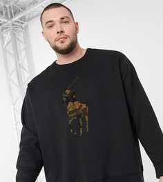 Свитшот оливкового цвета с логотипом Polo Ralph Lauren Big & Tall-Зеленый