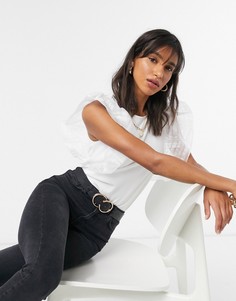 Белая футболка с оборками из тафты River Island-Белый