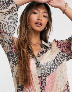 Черная шифоновая рубашка с принтом River Island-Черный