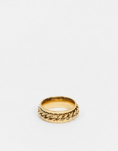 Золотистое кольцо из нержавеющей стали с подвижной цепочкой ASOS DESIGN-Золотой