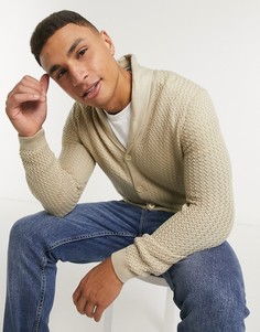 Бежевый кардиган с шалевым воротником ASOS DESIGN