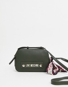 Темно-зеленая сумка для фотоаппарата с шарфом Love Moschino-Зеленый