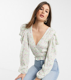 Лонгслив с запахом и принтом ASOS DESIGN Tall-Белый