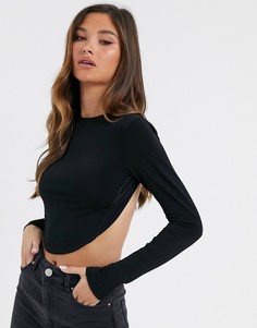 Черный обтягивающий кроп-топ с открытой спиной ASOS DESIGN