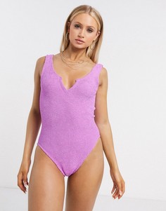 Фиолетовый слитный купальник с разрезом ASOS DESIGN
