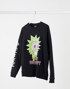 Oversized-свитшот на Хэллоуин со светящимся в темноте принтом "Rick & Morty" ASOS DESIGN-Черный