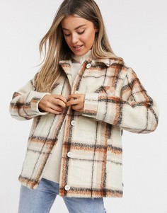 Куртка-плед в коричневую клетку Hollister-Светло-коричневый