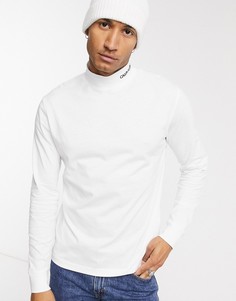 Белый лонгслив с логотипом Calvin Klein Jeans