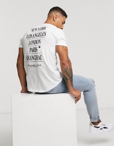 Белая футболка с асимметричным краем и принтом на спине Abercrombie & Fitch-Белый