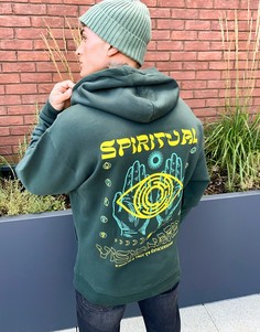 Темно-зеленый oversized-худи с принтом на спине ASOS DESIGN