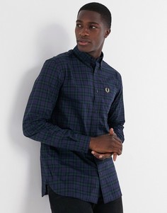 Рубашка в сине-зеленую клетку Fred Perry-Темно-синий