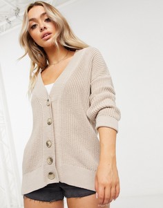 Бежевый кардиган oversized Stradivarius-Коричневый