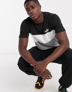 Серая футболка колор блок с логотипом Puma-Черный