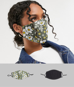 2 маски для лица (черная/с цветочным принтом) DesignB London-Мульти