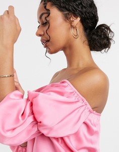 Розовый топ с открытыми плечами River Island