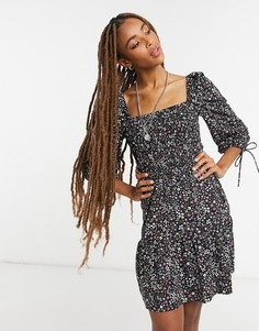 Разноцветное присборенное платье мини Topshop-Мульти