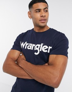 Темно-синяя футболка с логотипом Wrangler-Темно-синий