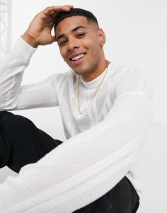 Светло-бежевый джемпер узкого кроя в полоску River Island-Кремовый