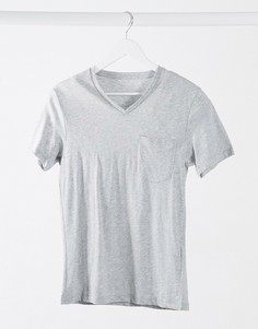 Серая меланжевая футболка с V-образным вырезом Celio-Серый