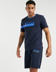 Комплект в стиле casual из шорт и футболки BOSS-Синий